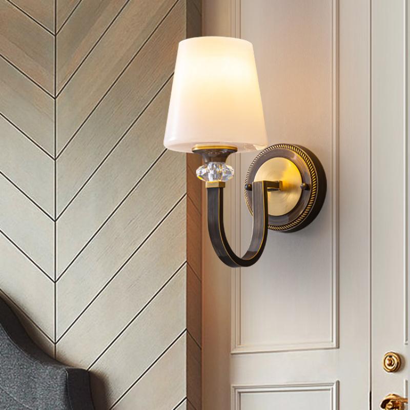 Full Copper American Wall Lamp Bedroom Bedside Lamp European Lighting Modern Simple Living Room Creative Corridor Wall Light