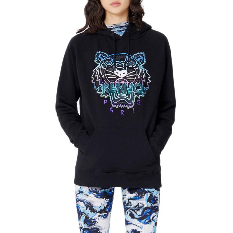 (WMNS) KENZO Толстовка с капюшоном и принтом головы тигра, с длинным рукавом, черная, женская F962SW7704X7-99