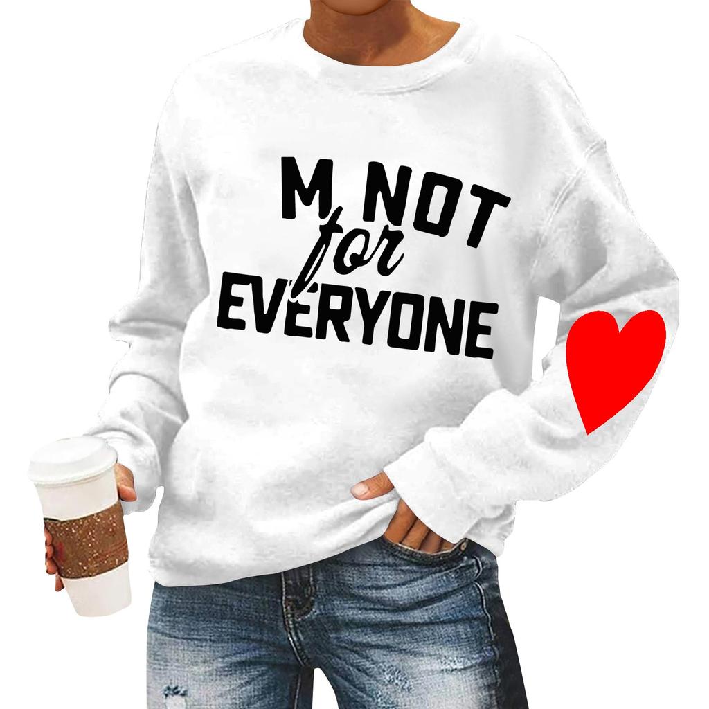 Женская повседневная мода ко Дню святого Валентина с принтом, длинным рукавом, круглым вырезом, толстовки, пуловеры, топы