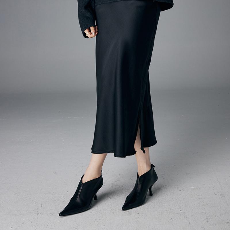 Мода 2025 Женские ботильоны на высоком каблуке-рюмочке из мягкой ПУ кожи Челси Ботас Зимняя обувь Женская офисная обувь с острым носком Ботинес Мухер