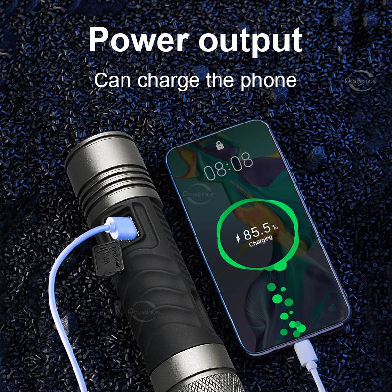 Перезаряжаемый фонарик 600 Вт, сверхмощная вспышка, мощный сильный свет, светодиодный фонарь для кемпинга