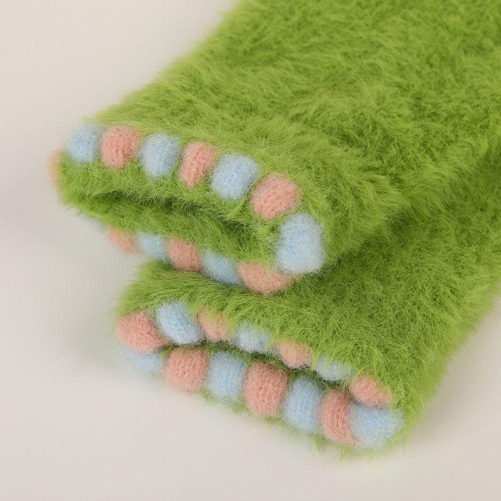 Long Fleece Plush Gloves Thermal Five Finger Gloves New Winter Thermal Gloves  Daily Wear