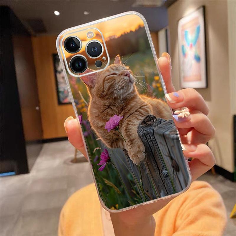 Чехол для телефона «Цветочные кошки» для iphone 17ProMax 17 Pro Air 16 15 14 13 Pro Max 16 15 14 13 Pro 15Plus