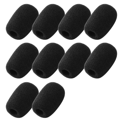 Set of 10 Microphone Sponge Windshields, 4 Sizes, High-Density Soundproofing, Windproof, Noise-Proof, and Jet-Proof, Replacement Black Covers for Inte