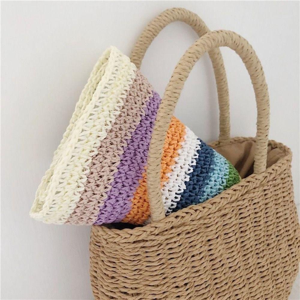 Соломенная вязаная шапка, радужная шляпа-ведро, складная купольная шляпа для улицы