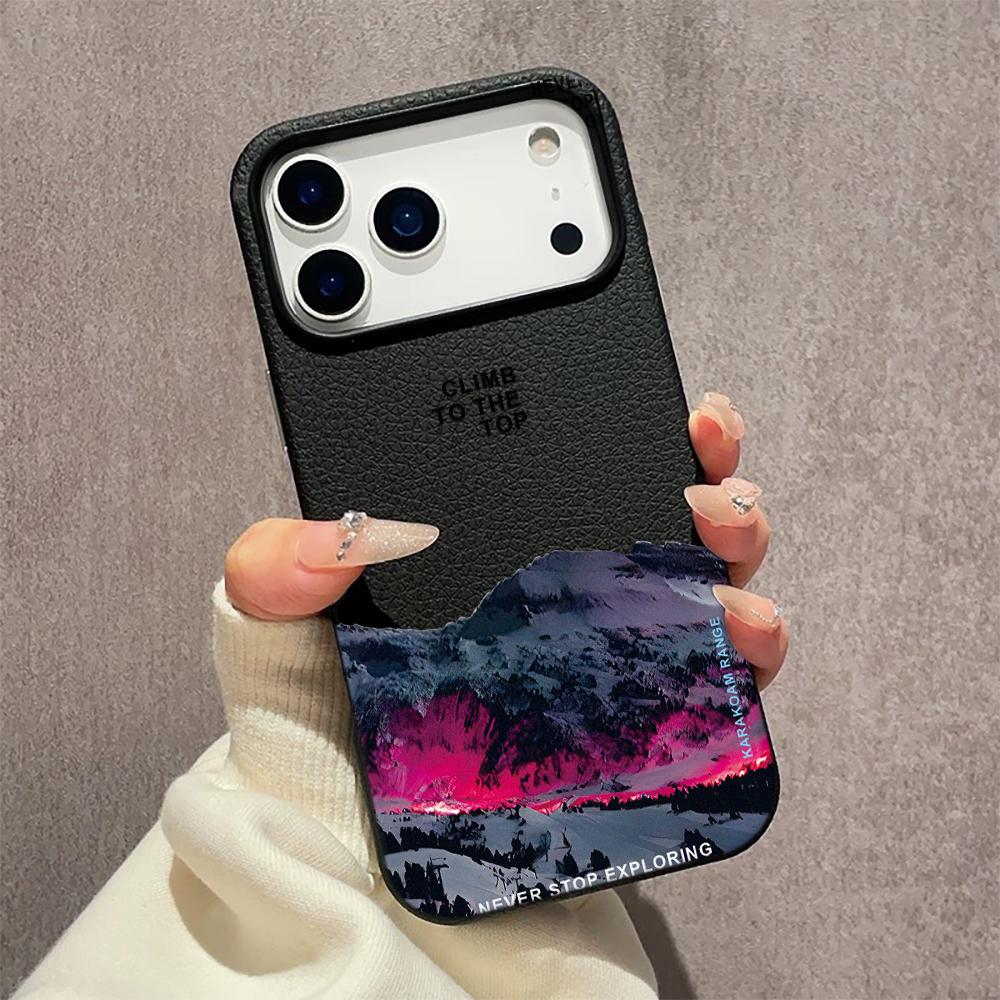 Для iPhone 17 16 Pro Max 15 14 13 12 11 Чехол Горный Мотив Пейзаж Обложка Для iPhone 11 16 Plus Искусственная Кожа Funda