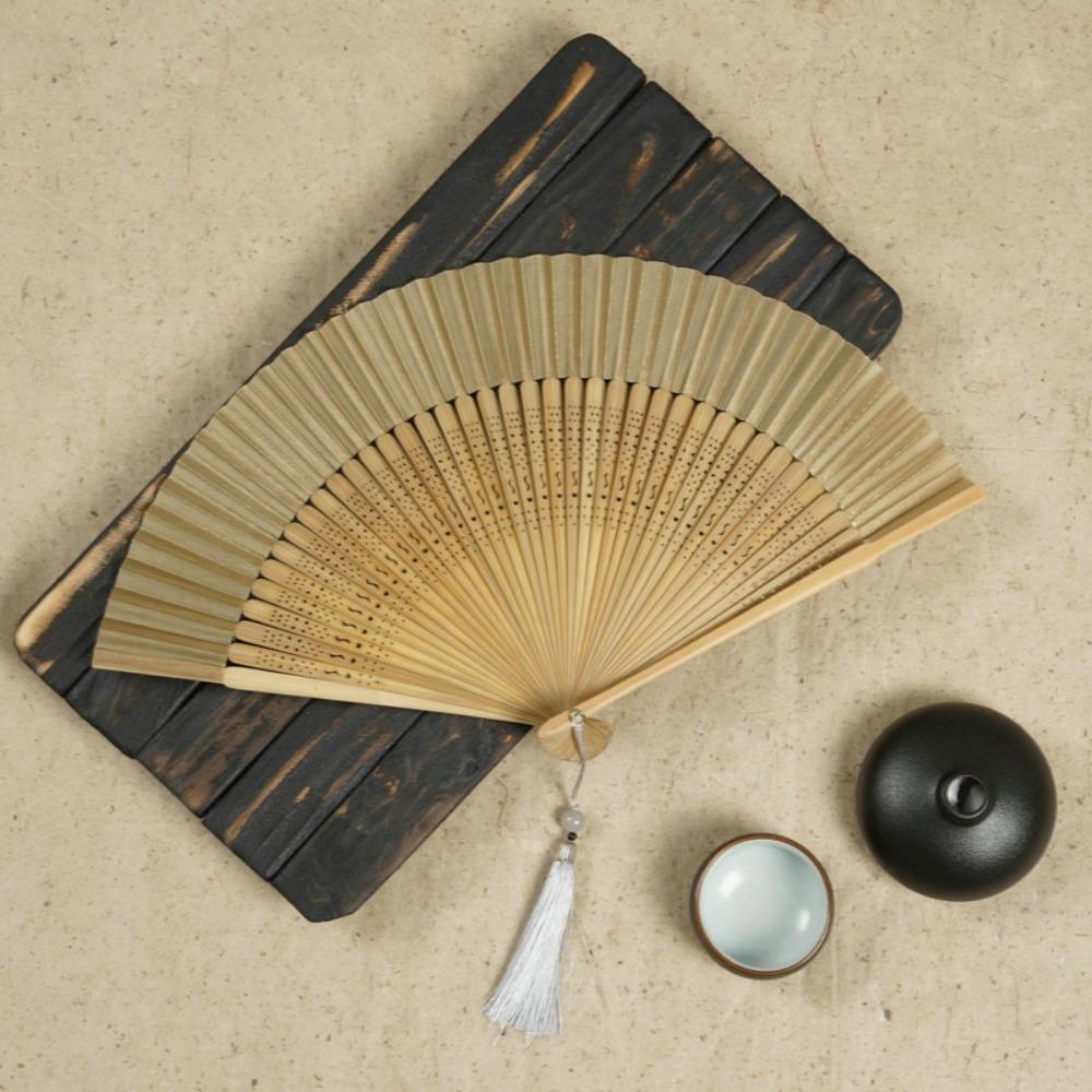 Carved Handle Chinese Fan Handhold Dance Fan Home Decoration Bamboo Folding Fan Gift
