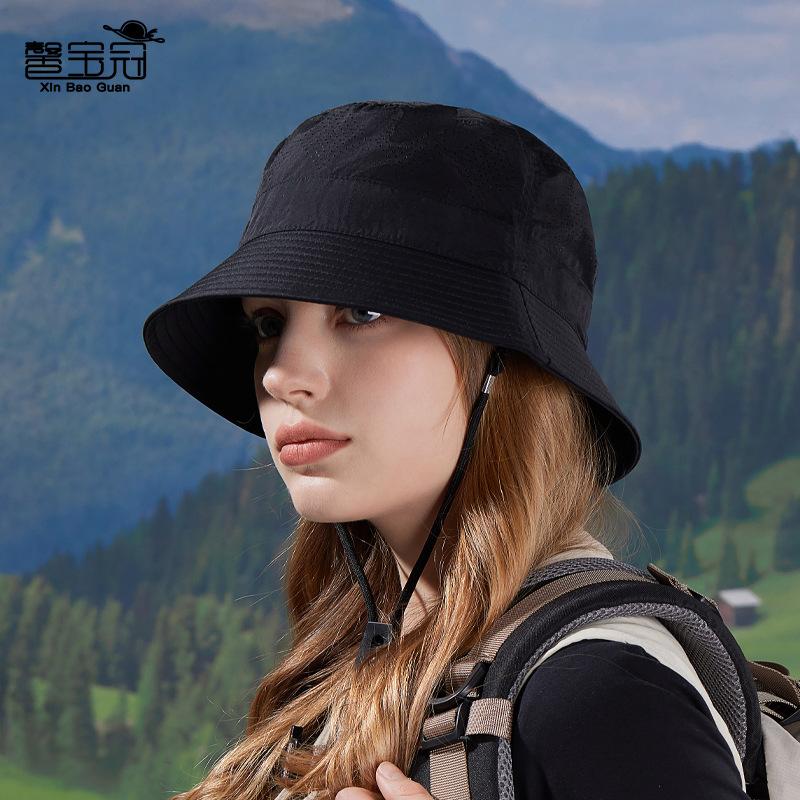 New Summer Quick-drying Waterproof Hat Outdoor Mountaineering Fishing Shading Sun Protection Hat Breathable Brim Solid Color Bucket Hat