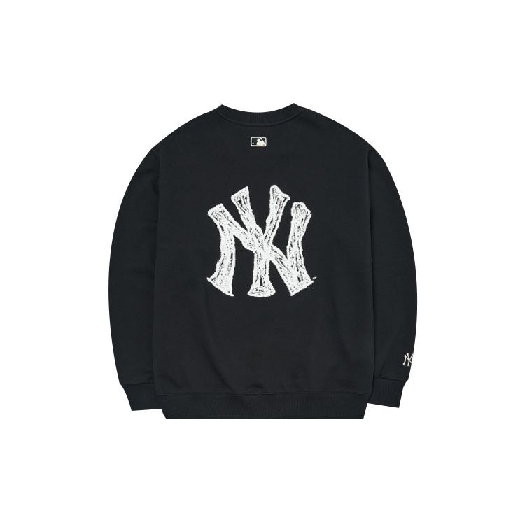 MLB FW22 Свитшот унисекс с принтом логотипа, круглым вырезом, длинным рукавом, винтажный, Черный 3AMTE0124-50BKS