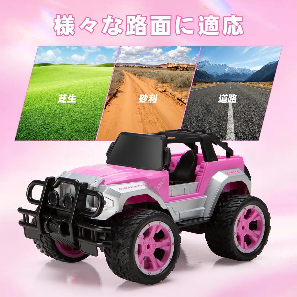 Carox Scale Car for Cute Approximately 80 Minutes of Operation with Perfect for Elementary School Toys and Birthday Pink 1/16 Radio-Controlled Girls,