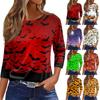 Women's T Shirt Halloween Print 3/4 Sleeve Daily Fashion Basic Round Neck Regular Top