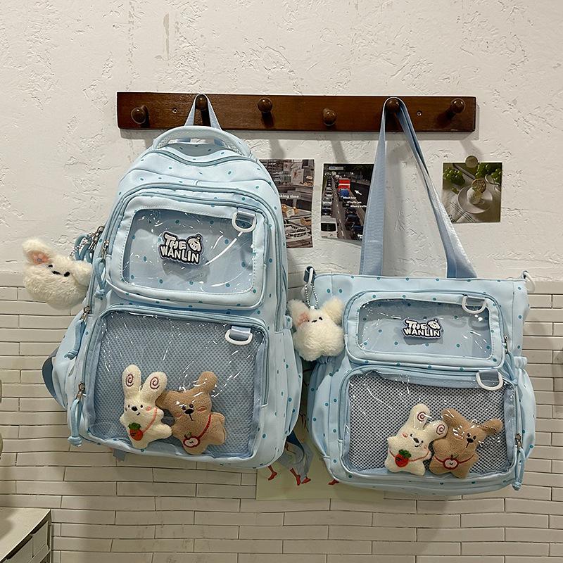 Japanese Ba Chi Pain Bag Large Food Amount School Bag Girls Junior High School Students Cute Polka Dot Backpack Second Dimensional Student Backpack