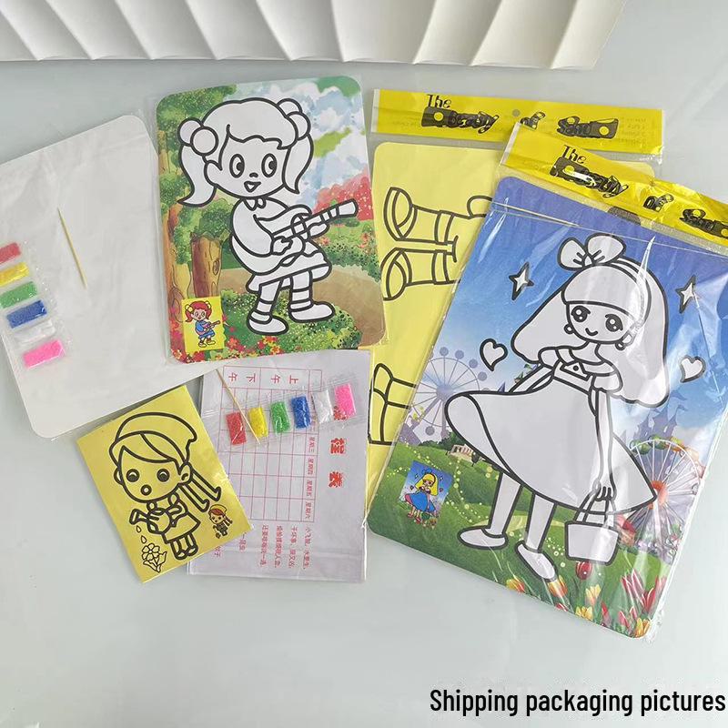 Набор для рисования желтым песком ручной работы - детская развивающая игрушка для рисования скребками