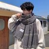 Thicken Men's Plaid Scarf Korean Checkered Scarf High Quality Winter Plaid Scarf  Males