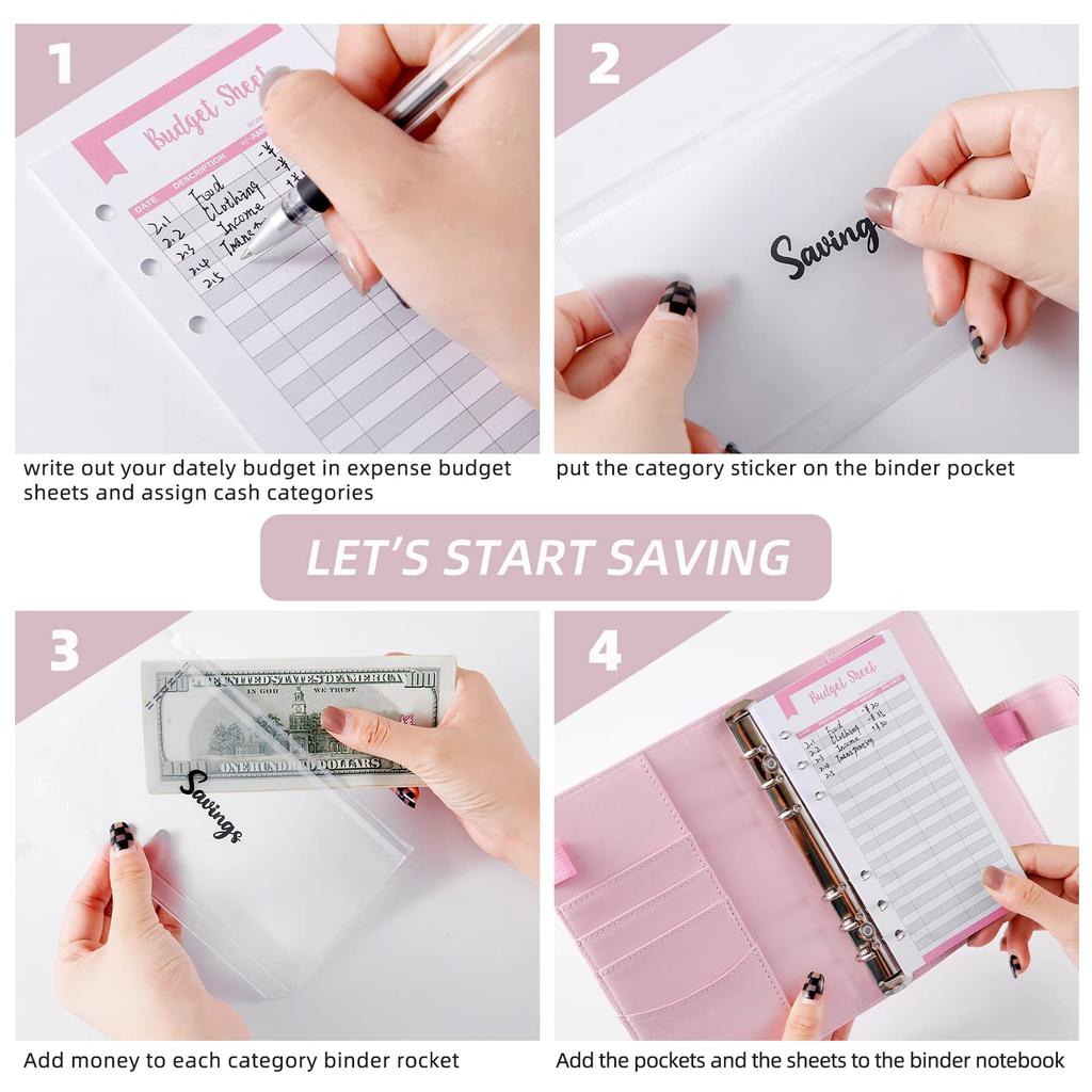 Budget Planner 2023 Cash Envelope Savings Money 6 Holes Binder for Financial Management A6 Loose-leaf Notebook Binder Housing