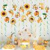 48 Pcs Bumble Bee Hanging Swirl Decoration Bee Themed Party Foil Ceiling Streamers for Baby Shower Birthday Party Decoration