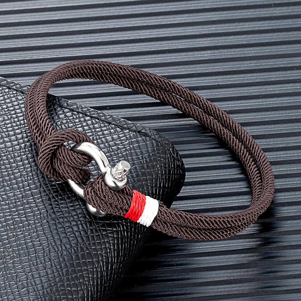 Navy Blue Braided Rope Bracelet Stainless Steel Mini Horseshoe Shackle with Screws Bracelets for Men Women Couple Jewelry