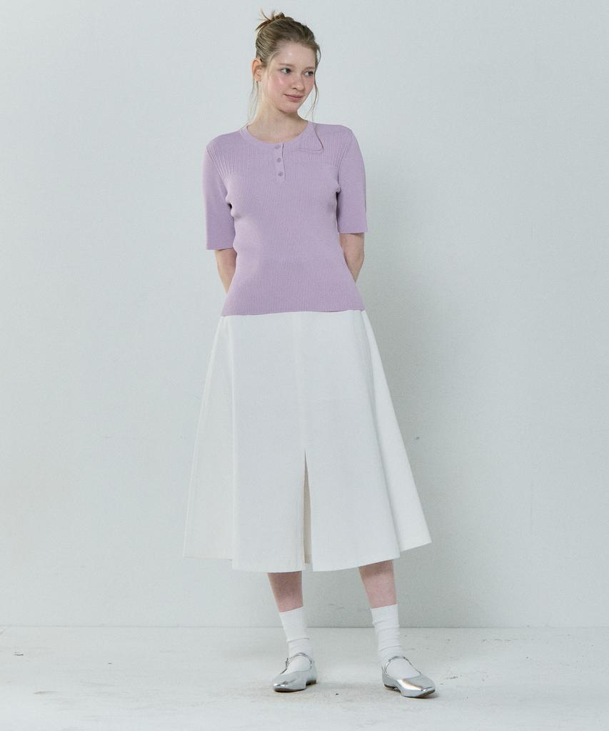 BASIC HOUSE Women'S Rayon Ribbed Short Sleeve Sweater Lavender Lzkt3204