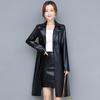 Autumn and Winter New Cotton Leather Coat Women's Mid Length Fashion Imitation Sheepskin Windbreaker Large Motorcycle PU Leather Coat