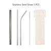 5 шт. металлические многоразовые соломинки из нержавеющей стали 304, прямые изогнутые соломинки для питья с чехлом, набор щеток для чистки, аксессуары для вечерние бара