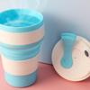 Reusable Silicone Collapsible Mug with Lid for Camping 350ml Portable Travel Folding Coffee Mug Collapsible Cup  Silicone Cup