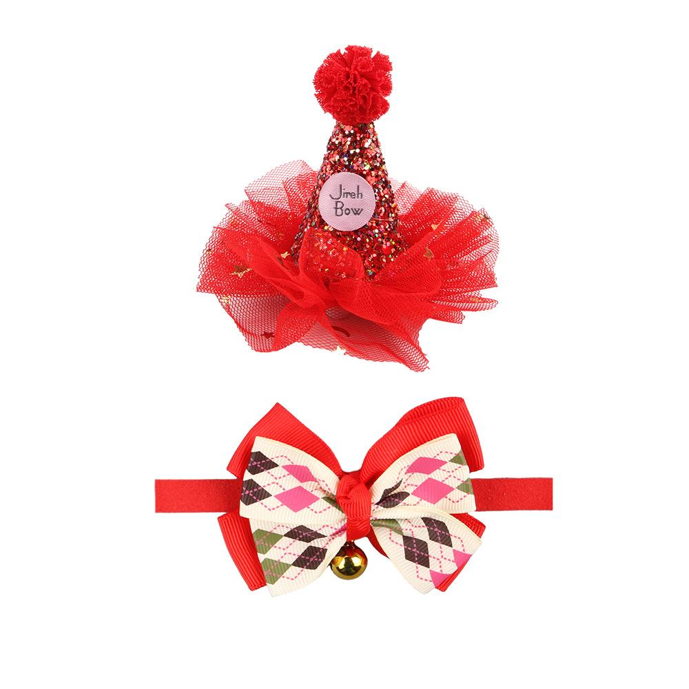 2024 Новый комплект для домашних животных с регулируемой шапкой, воротником для кошек, головной убор, новогоднее украшение, аксессуары для кошек