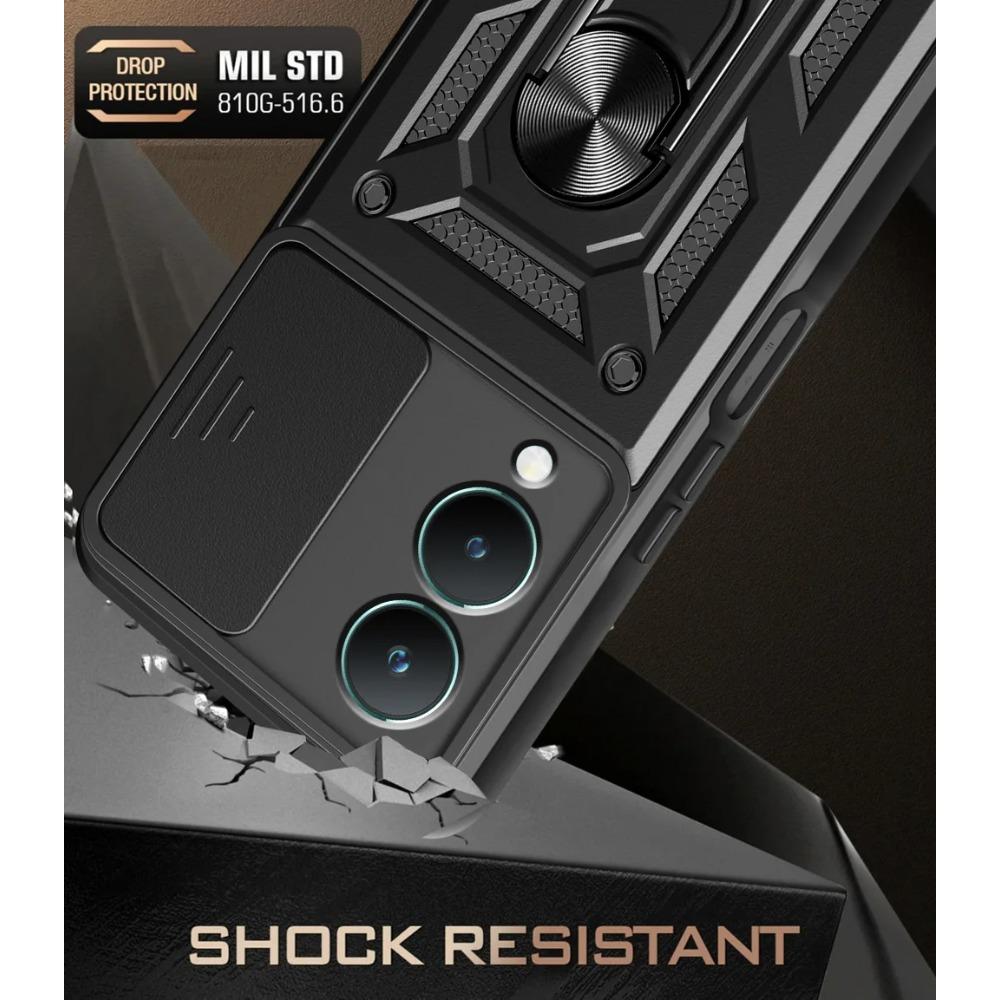 Военный защитный чехол для камеры VIVO Y28 Y03 Y100 Y02 Y17S Y27 Y36 Y35 Y16 Y22 Y21 Y55 Y33S Y33 Y31 Y51 Y20 Гибридная задняя крышка-подставка с кольцом