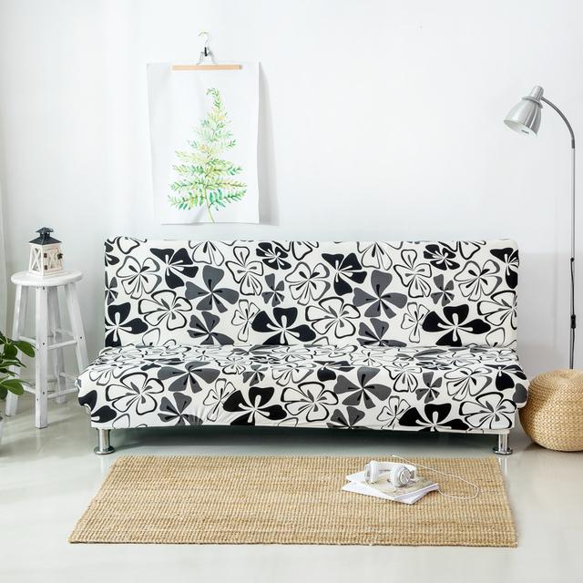 Print Flower Leaf Butterfly Heart Kiss All Without Armless Sofa Bed Cover Elasticity Slip Sofa Covers Pets Living Room Dustproof
