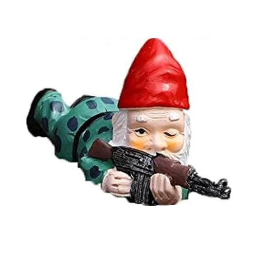 Садовый стрелок гном статуя смола снайпер гном украшение военный гном
