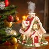 Resin Christmas Village House Winter Log Cabin Incense Burner Rustic Christmas Chimney Hut Incense Cones Room Decor