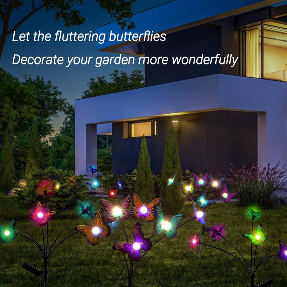 Solar Garden Lights Solar Outdoor Butterfly Lights Wind Swaying Outdoor Lights For Outside Fence Yard Lawn Garden Decor