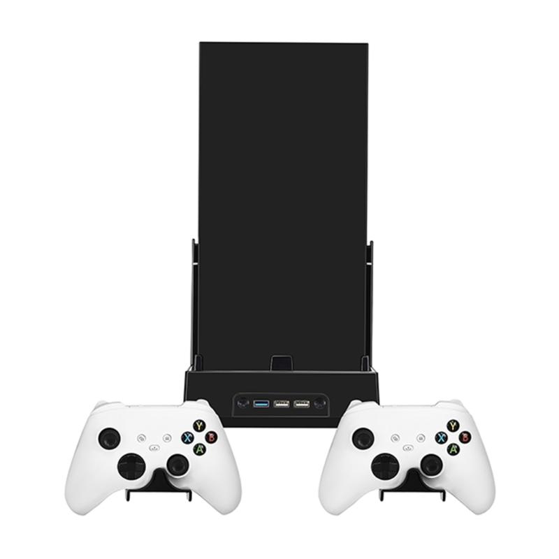 Комплект настенного кронштейна для консоли XB Series X, подставка с вентилятором для охлаждения и двумя держателями для контроллеров и 1 подставкой для наушников