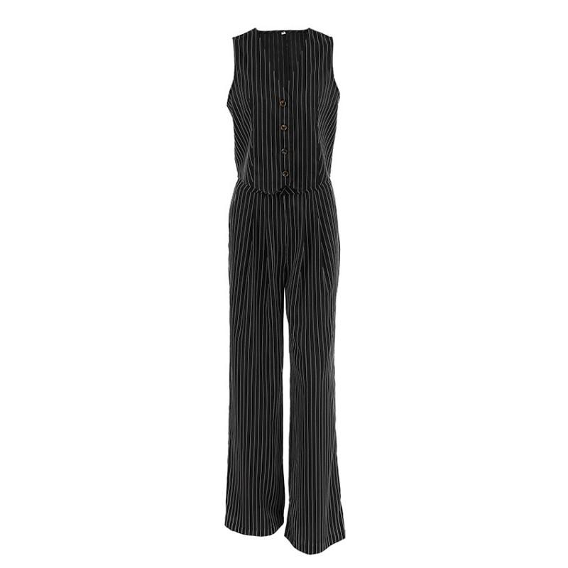 Womens Striped Sleeveless Vest Pants Set Casual Two-Piece Streetwear