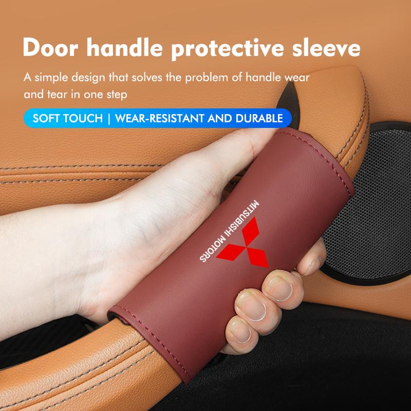 cxumpj1 Car Door Handle Leather Auto Protective Case Cover For Mitsubishi Lancer ASX Pajero Mirage Attrage Xpander Outlander