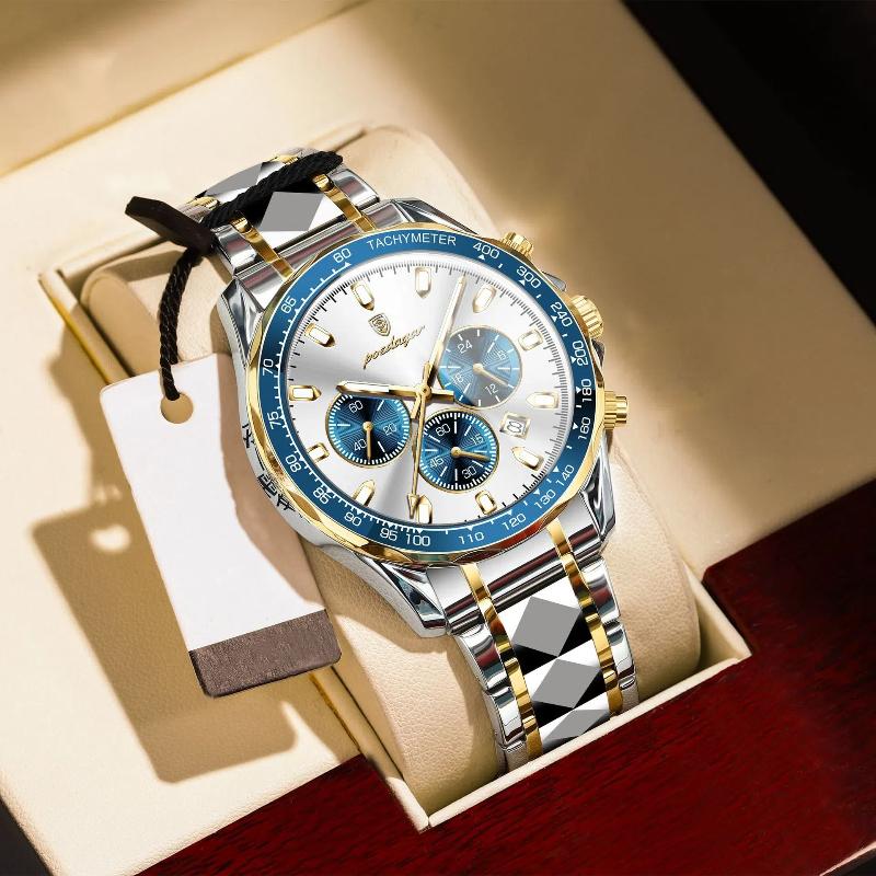 POEDAGAR Роскошные мужские наручные часы Водонепроницаемые светящиеся часы-хронограф для мужчин из нержавеющей стали Мужские кварцевые часы Мужские подарки Reloj Hombre