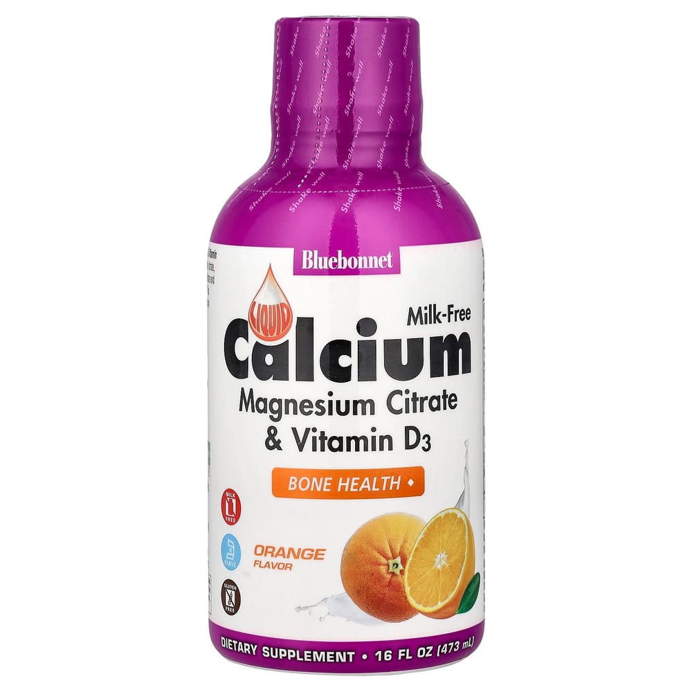 Bluebonnet Nutrition Liquid Calcium Citrate Magnesium & Vitamin D3 Orange Flavor 472ml (16 fl oz)