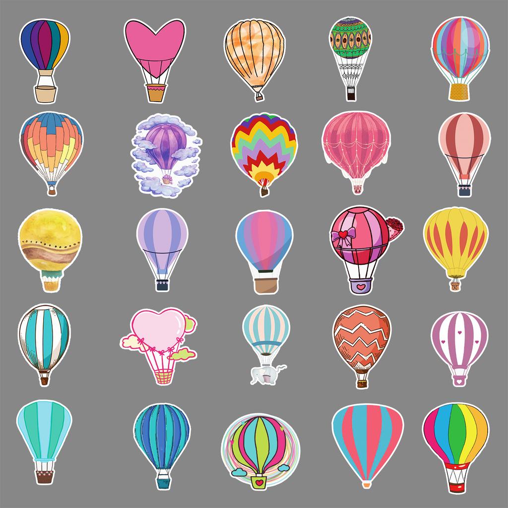 50 Hot Air Balloons Doodle Cartoon Fresh PVC Creative Guka Waterproof DIY Skateboard Water Cup Suitcase Sticker
