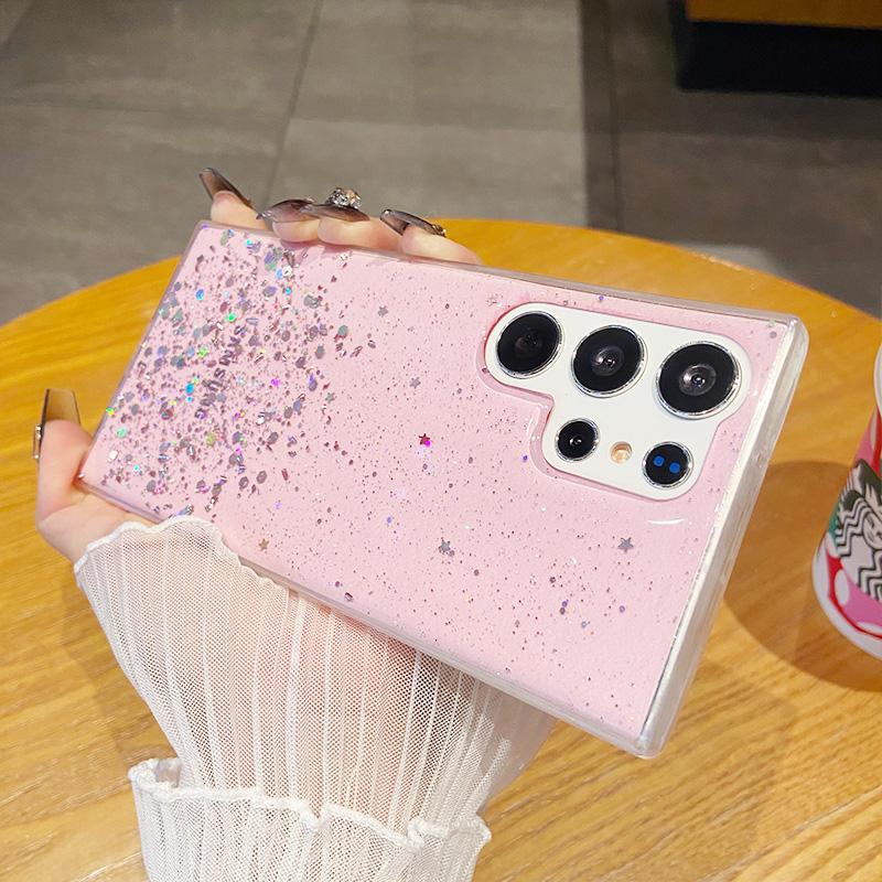 Shiny Glitter Drop Glue Clear Case Shell For Samsung Galaxy S25 Ultra S24 FE S23 Plus S22 A16 A56 A06 A55 A35 Transparent Shockproof Slim Phone Cover