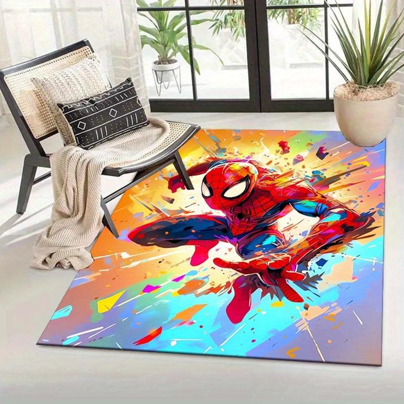 1pc Spider-Man Pattern Area Rug Soft Flannel Floor Mat for Living Room, Office, Bedroom, Outdoor and Camping, Sofa Coffee Table Floor Mat, D