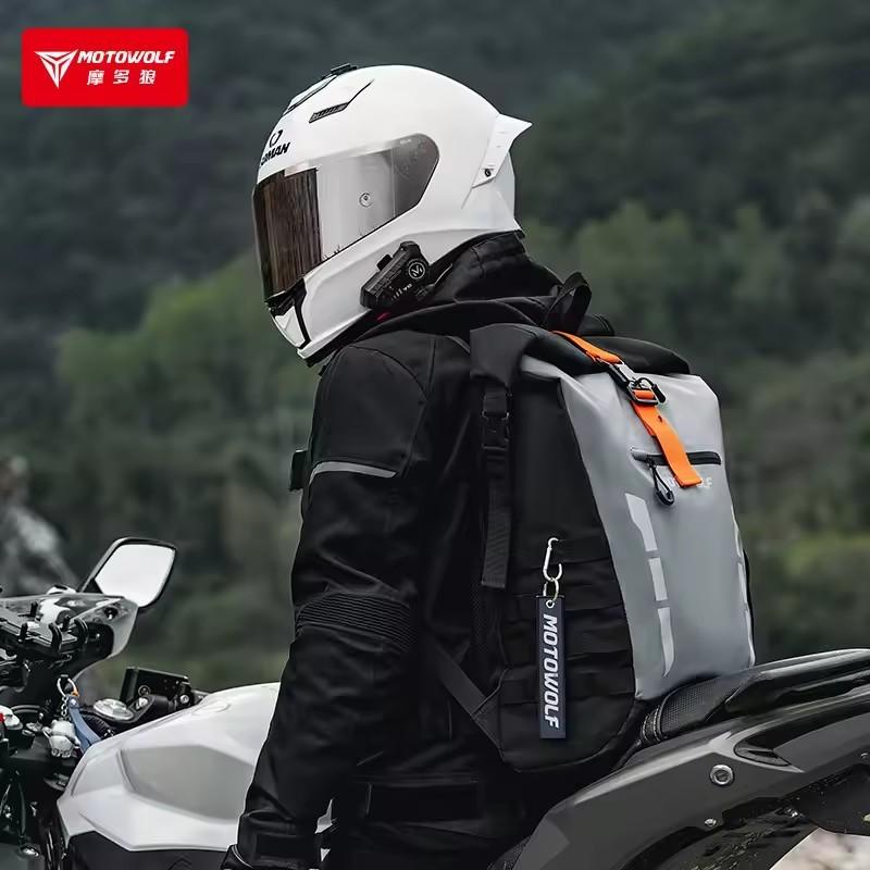 Водонепроницаемый мотоциклетный рюкзак Motowolf Прочная мотоциклетная сумка Повседневный светоотражающий велорюкзак Большой вместимости Мотосумка 20 л