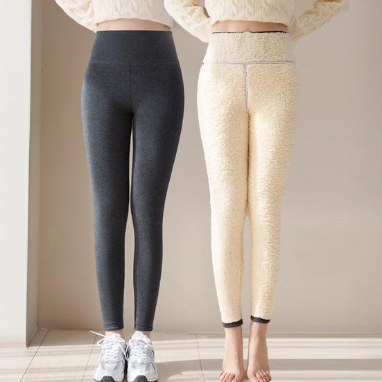 Winter Leggings High Versatile Thickened Velvet Waist Slim Butt Lifting Leggings Solid Color Warm