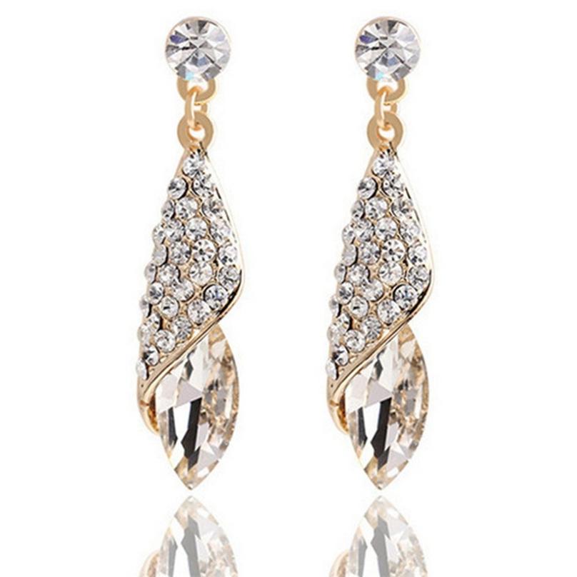 Luxury Fashion Dangle Earring Crystal Sets for Women Rhinestone Water Drop Earring
