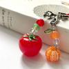 Simulation Tomato Orange Phone Chain Four-Leaf Clover Beaded Lucky Keychain Sweet Fresh Pendant Bag Charms For Girls Gift
