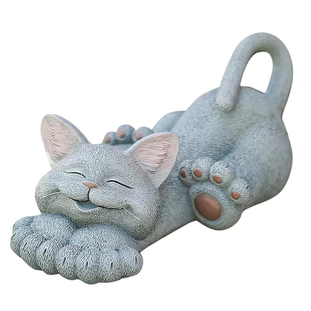 Новая счастливая кошка, причудливая кошка, отдыхающая в саду, статуя, украшение для дома и улицы