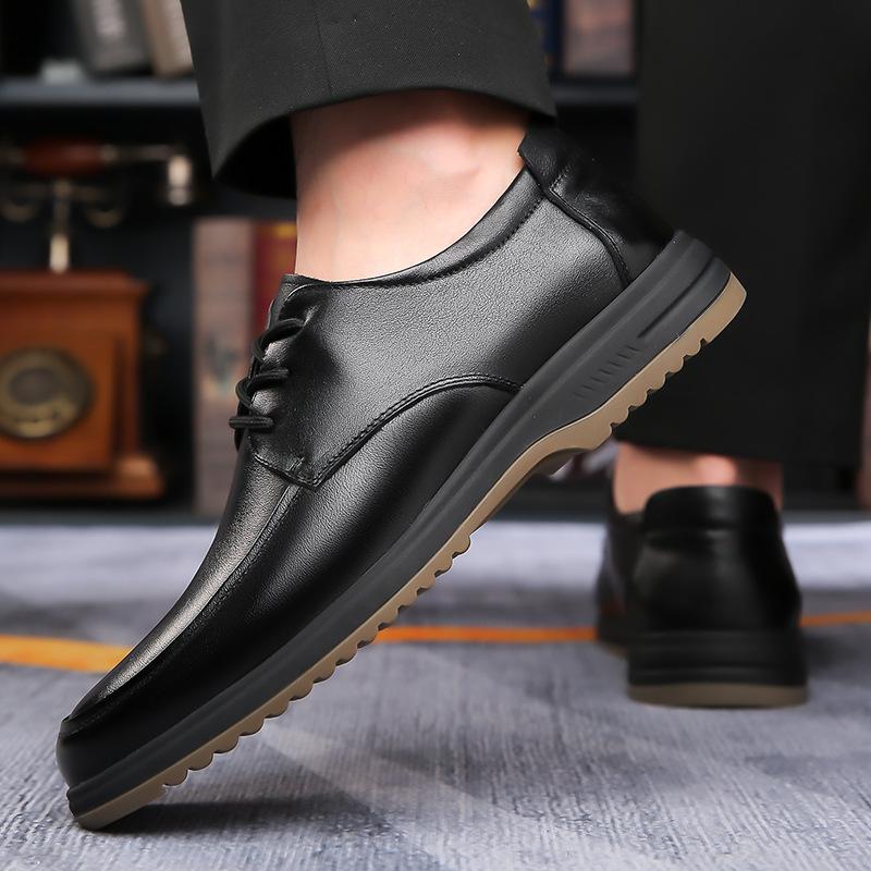 Мужская обувь с подошвой из коровьего сухожилия, натуральная кожа, дышащая, деловая, кожаная, мужская, круглая, универсальная, нескользящая, мягкая, повседневная обувь