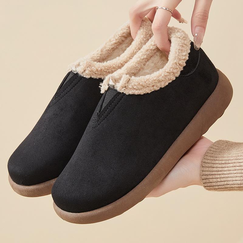 Женские зимние теплые короткие ботинки из искусственной замши, обувь для ходьбы с флисовой подкладкой, лоферы, кроссовки, теплые, противоскользящие, для улицы, для дома, для женщин