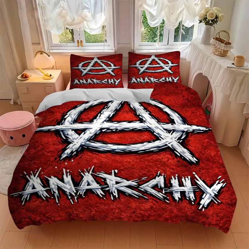 Anarchy Symbol Bedding 3 Piece Set Hd Print Duvet Cover Pillowcases For Teens Adult Bedroom Decoration Christmas Gift C92117