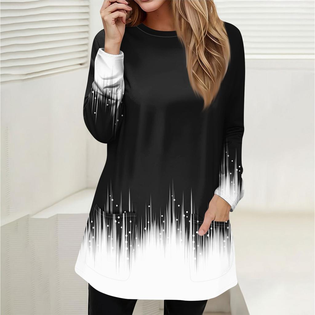 Женская толстовка, пуловер, спортивная одежда, карман, принт, повседневный топ с круглым вырезом и длинными рукавами