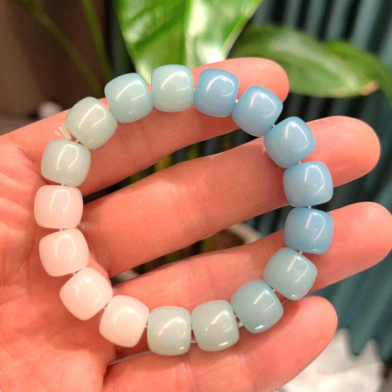 Браслет Бодхи, женский ледяной прозрачный градиент, розовые бусины, кольца для рук, имитация белого нефрита, браслеты из нефритовых бусин, ювелирное изделие, подарок