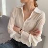 Chiffon Blouses Women Turn Down Collar Long Sleeve Korean Fashion Vintage Elegant Casual Office Lady Large Size Shirts